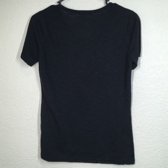 Short Sleeve Black V-Neck Tee B14 - Picture 2 of 5